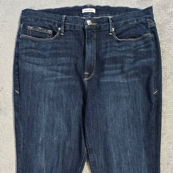 Good American Good Legs Dark Wash Skinny Jeans Distressed Knee GAGL899 - Picture 4 of 9